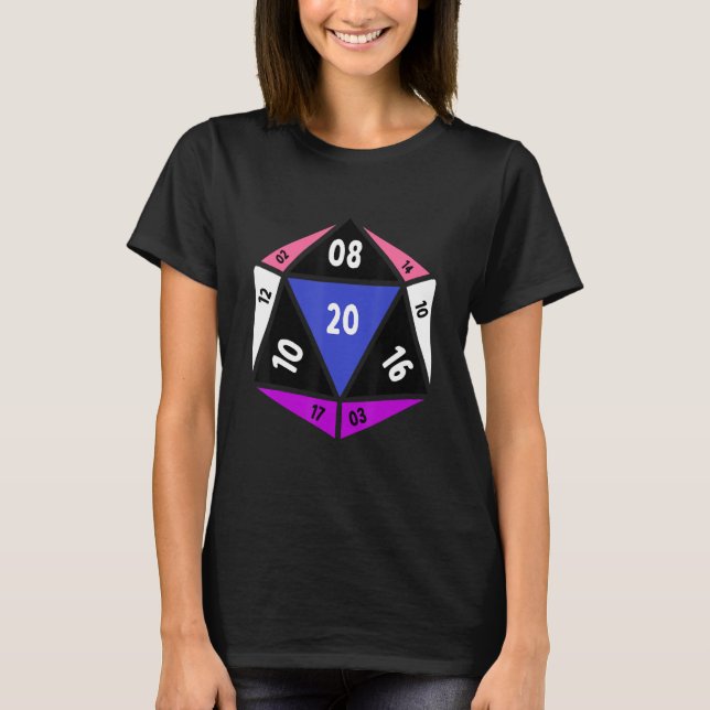 Camiseta Genderfluido D20 Dice Orgullo arcoiris no binario  (Anverso)