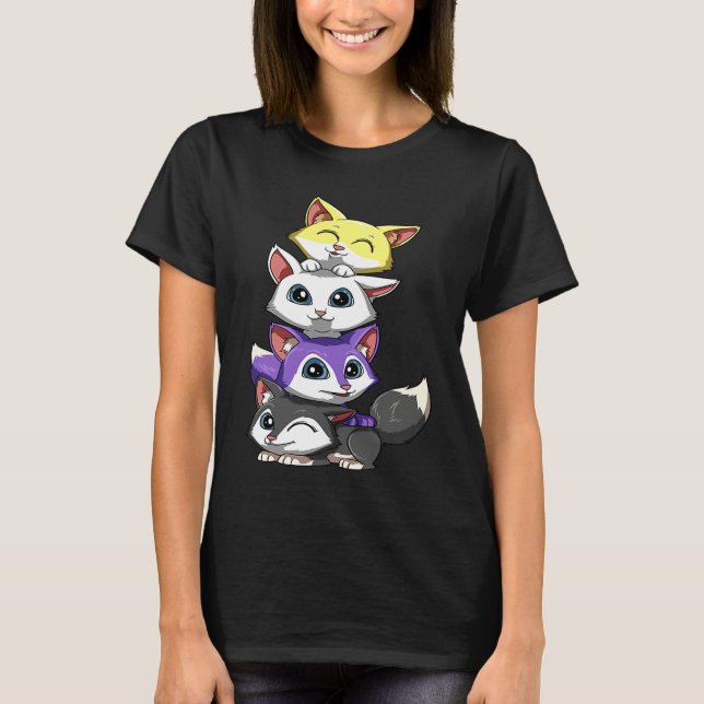 Camiseta Genderqueer Nonbinary Pride LGBTQ Foxes (Anverso)