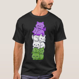 Camiseta Genderqueer Pride Cat LGBT Gender Queer Flag Cute 