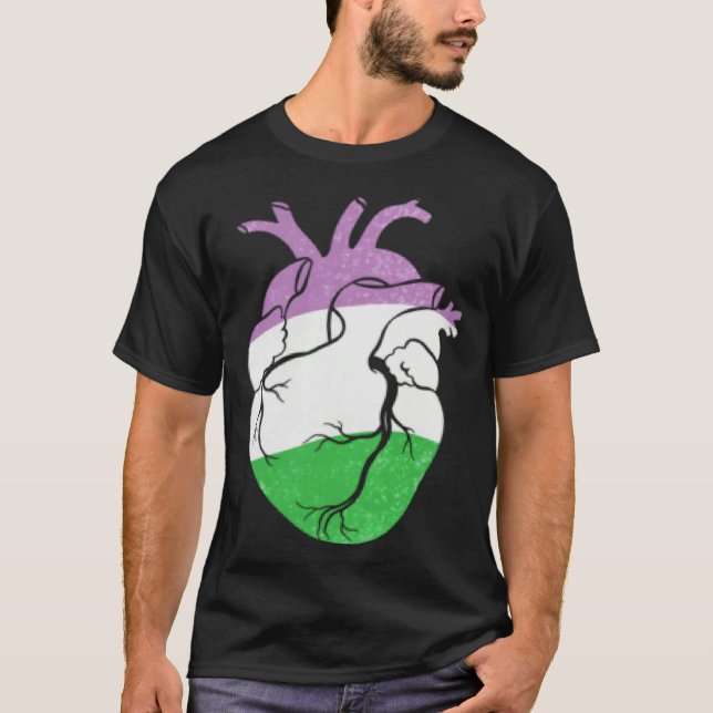 Camiseta Genderqueer Pride Heart Flag (Anverso)