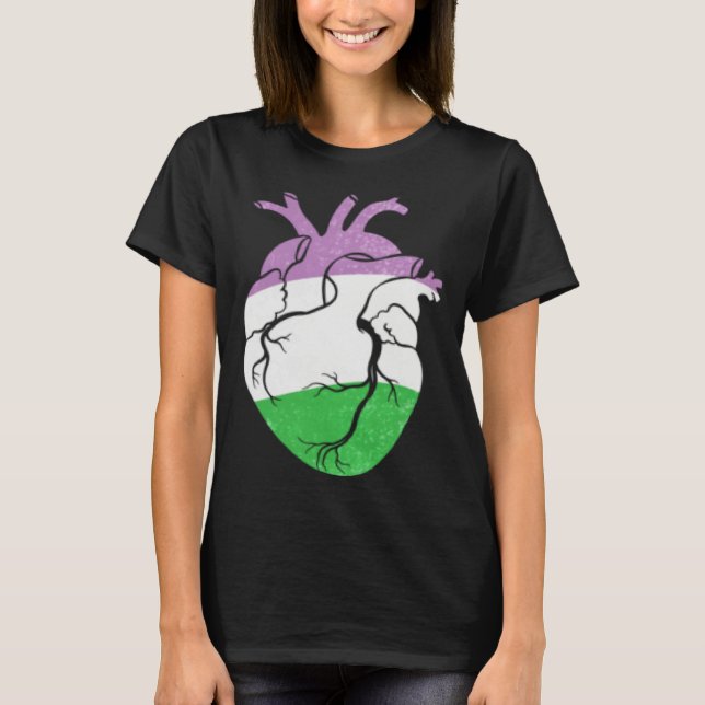 Camiseta Genderqueer Pride Heart Flag (Anverso)