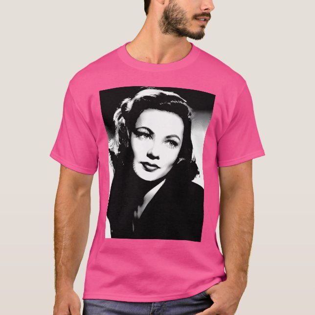 Camiseta Gene Tierney Linocut En Blanco Negro (Anverso)