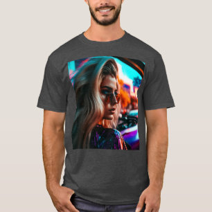 Camiseta Genera de mujer femenina futurista de ciberpunk Ou