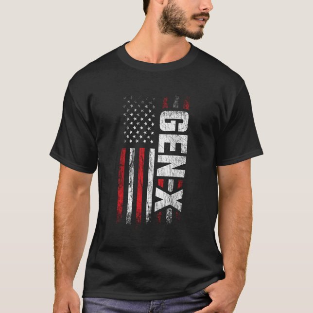 Camiseta Generación X Gen Xer Gen X Bandera Americana Gen X (Anverso)