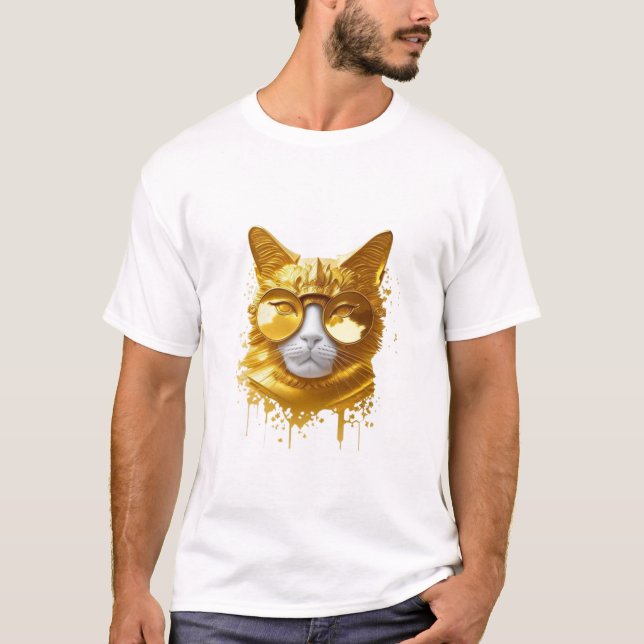 Camiseta Generador de arte impresor GOLD CAT AI (Anverso)