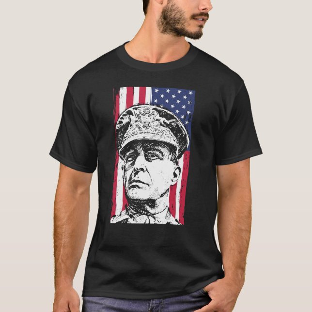 Camiseta General Douglas MacArthur USA Flag (Anverso)