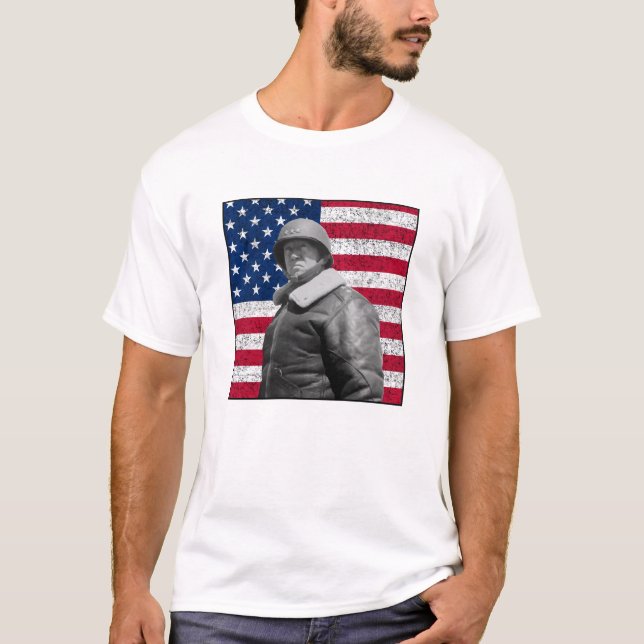 Camiseta General Patton y la bandera americana (Anverso)