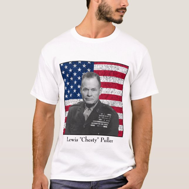 Camiseta General Puller y la bandera americana (Anverso)