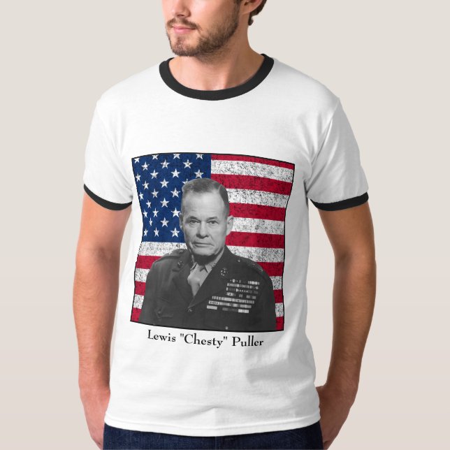 Camiseta General Puller y la bandera americana (Anverso)