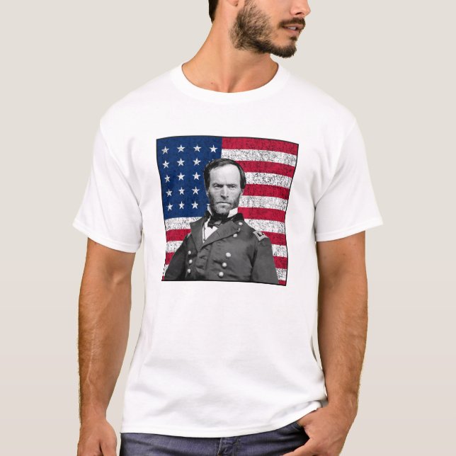 Camiseta General Sherman y la bandera americana (Anverso)