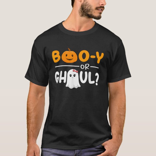 Camiseta Género Booy O Ghoul Revelan Baby Shower Halloween (Anverso)