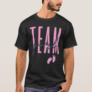 Camiseta Género De Chica De Equipo Revelar Baby Shower Rosa