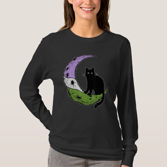 Camiseta Género Gato Espacio Luna Bandera Orgullo Lgbt Suti (Anverso)