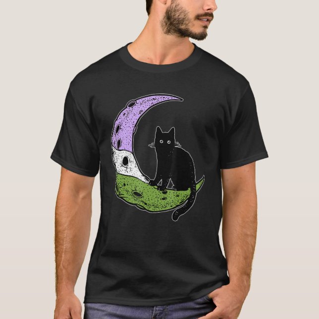 Camiseta Género Gato Espacio Luna Bandera Orgullo Lgbt Suti (Anverso)