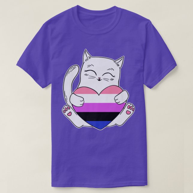 Camiseta Género Genderfluido Gato Cardíaco Sexo No binario (Diseño del anverso)