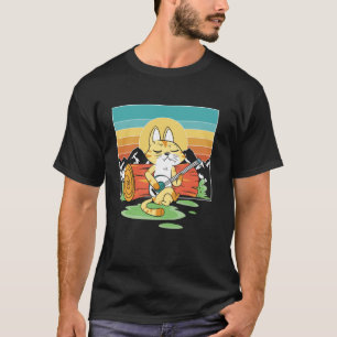 Camiseta Género Musical Banjo Gato Música Country Blue Gras