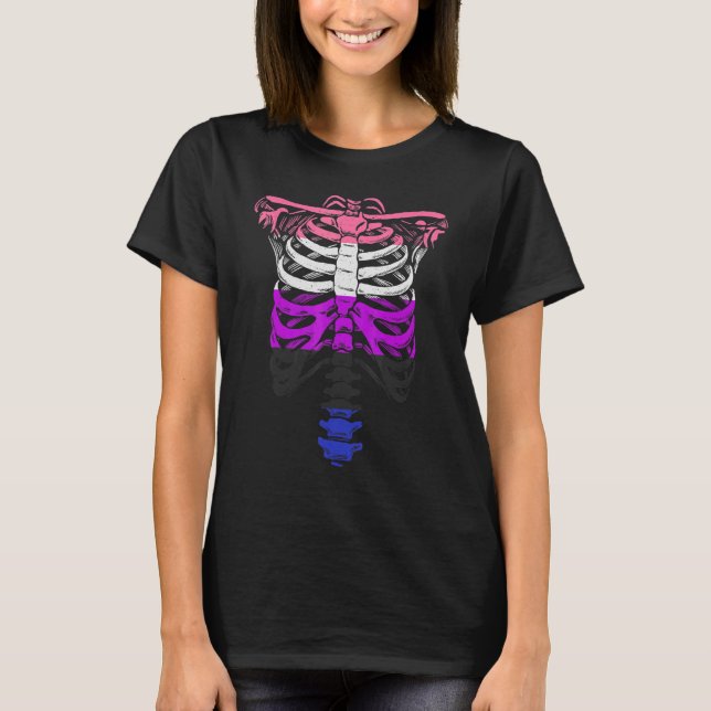 Camiseta Género omnisexual Fluid Skeleton Ribcage LGBTQ Ske (Anverso)