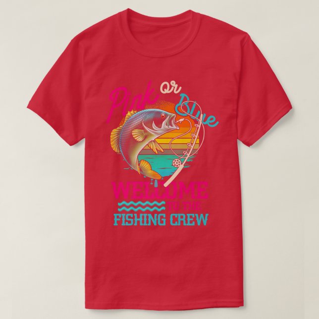 Camiseta Género Revelan Pesca Rosa O Azul Bienvenida A Los  (Diseño del anverso)