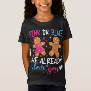Camiseta Género Revelar Cute Gingerbread Divertido Rosa O A