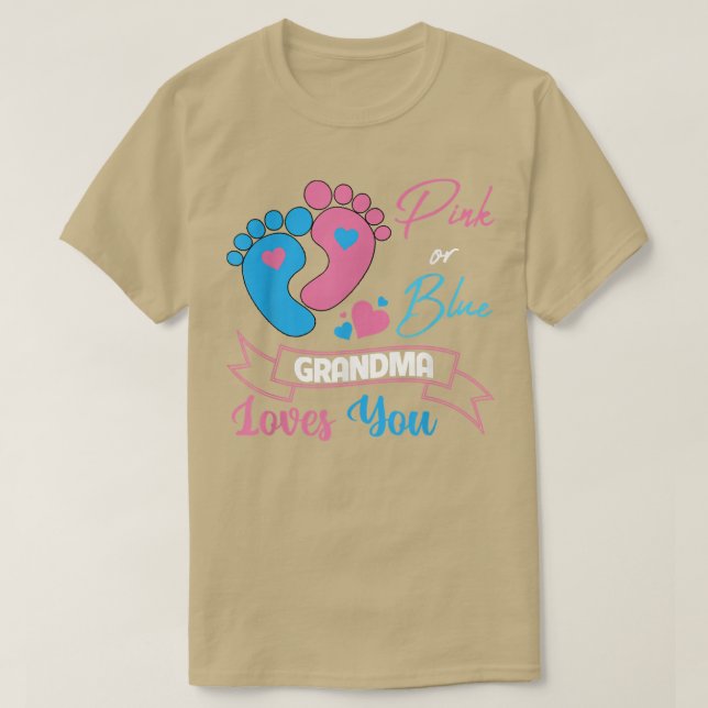 Camiseta Género rosa o azul revelan embarazo a la abuela le (Diseño del anverso)