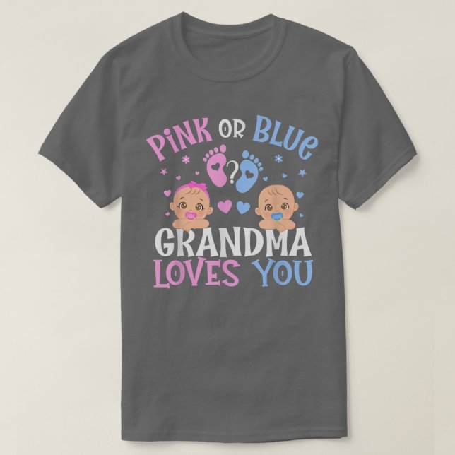 Camiseta Género rosa o azul revelan que la abuela te ama (Diseño del anverso)