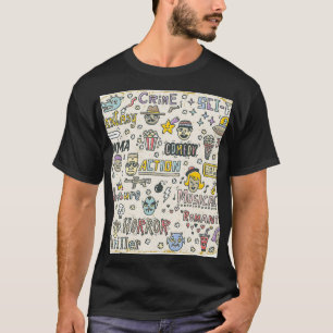 Camiseta Géneros de películas: TV muestra conjunto de doodl