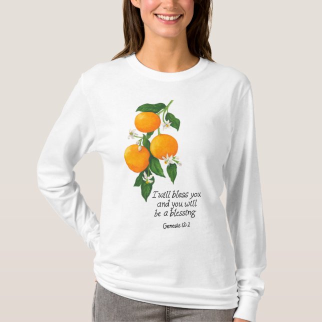 Camiseta Génesis de fruta naranja 12:2 (Anverso)
