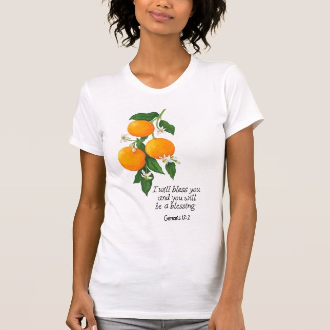 Camiseta Génesis de fruta naranja 12:2 (Anverso)