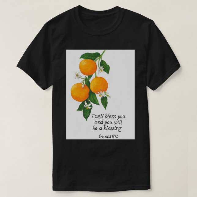 Camiseta Génesis de fruta naranja 12:2 (Diseño del anverso)