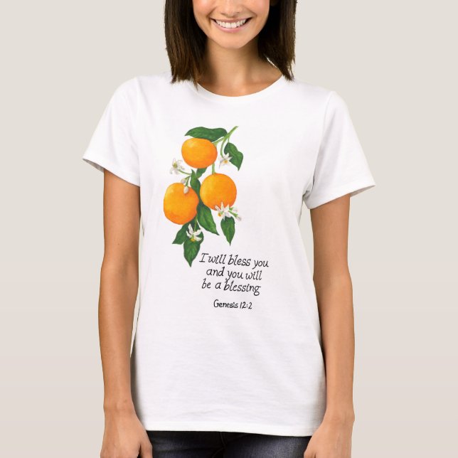 Camiseta Génesis de fruta naranja 12:2 (Anverso)