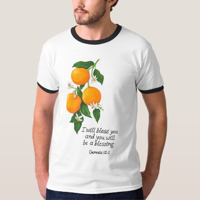 Camiseta Génesis de fruta naranja 12:2 (Anverso)