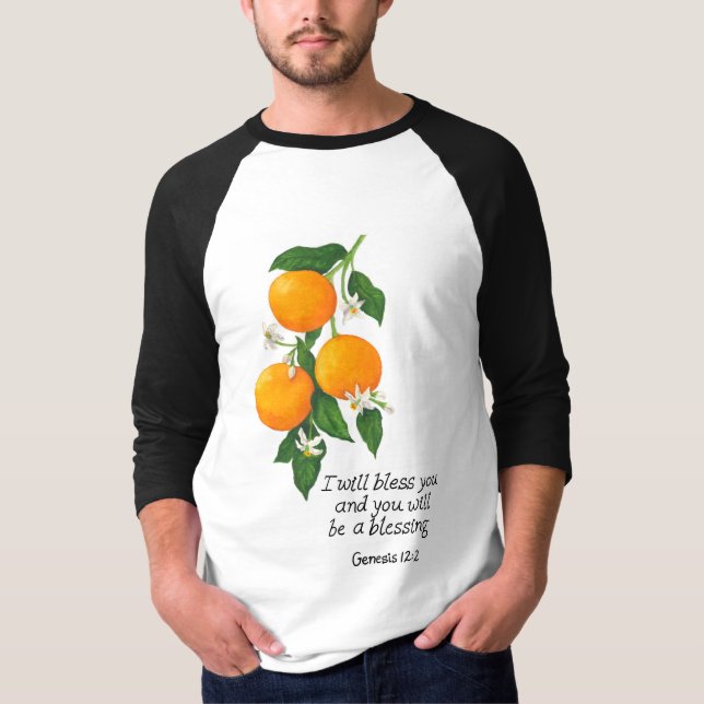 Camiseta Génesis de fruta naranja 12:2 (Anverso)