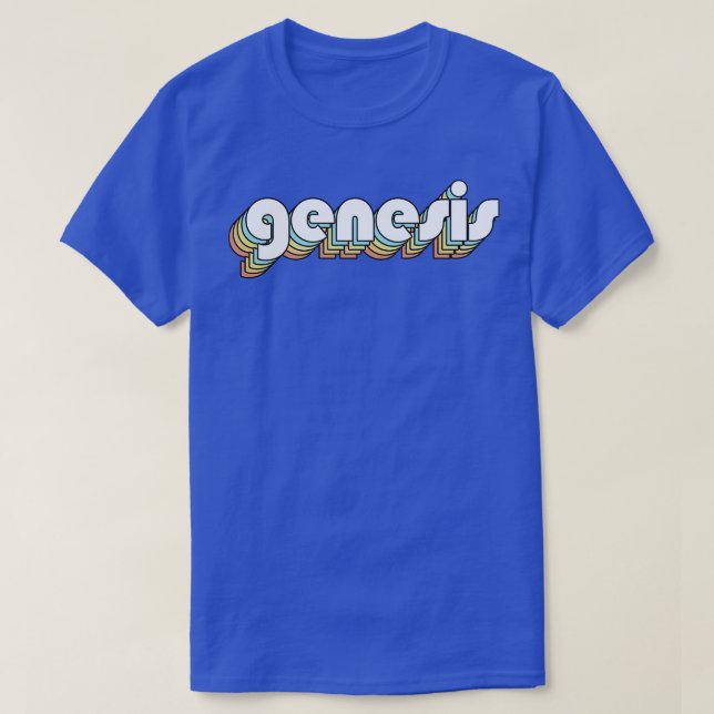 Camiseta Génesis Retro Estilo de tipografía arcoiris oscuro (Diseño del anverso)