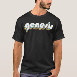 Camiseta Génesis Retro Estilo de tipografía arcoiris oscuro