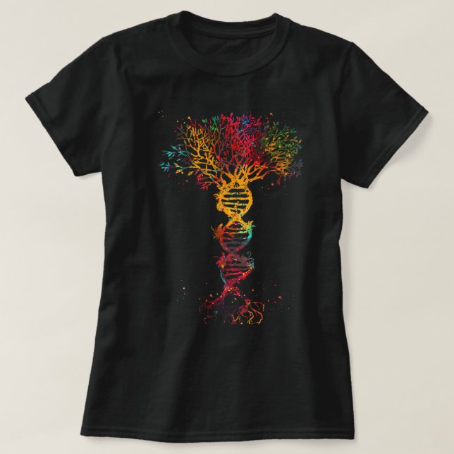 Camiseta Genética de la vida en árbol del ADN Biólogo Día d (Diseño del anverso)