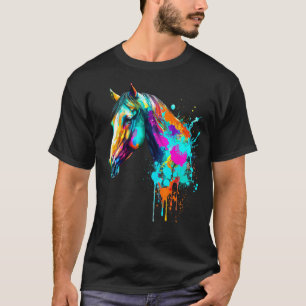 Camiseta Genial Colorido Me Encanta Cabeza De Caballo Acuar