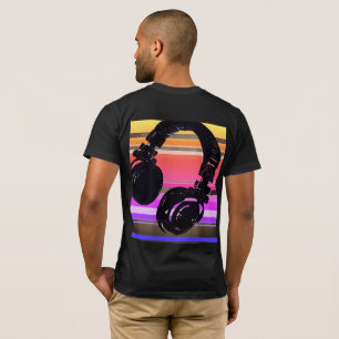 Camiseta genial para el DJ, auriculares con rayas