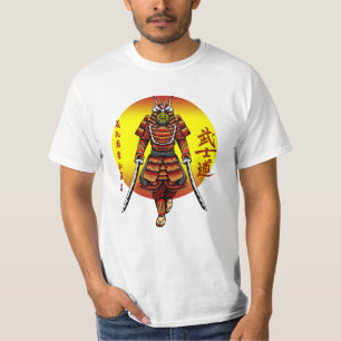 Camiseta Genial Samurái Retro Blindado con 2 Katanas