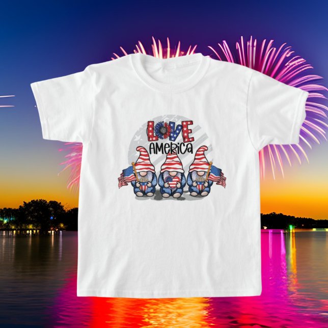 Camiseta genial unisex niños gnomos patrióticos (Subido por el creador)