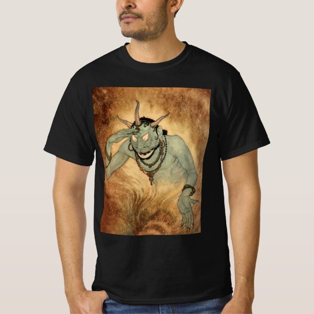 Camiseta Genie de las noches árabes por Edmund Dulac (Anverso)