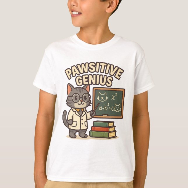 Camiseta Genio apasionante - Gato Profesor (Anverso)