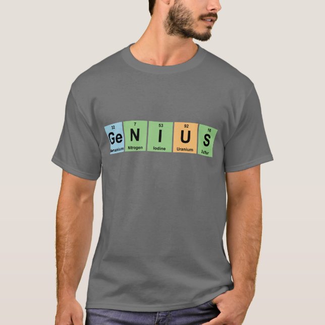 Camiseta Genio - tabla periódica de productos de los (Anverso)