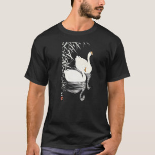 Camiseta Génova Blanca China Bañándose Con Reeds Arte Chino
