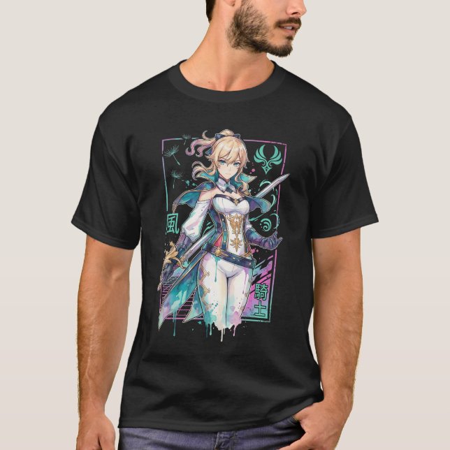 Camiseta Genshin Impact Jean Blanco Traje Azul Devoción Fav (Anverso)
