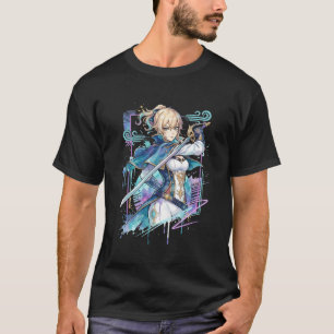 Camiseta Genshin Impact Jean Blanco Traje Azul Devoción Fav