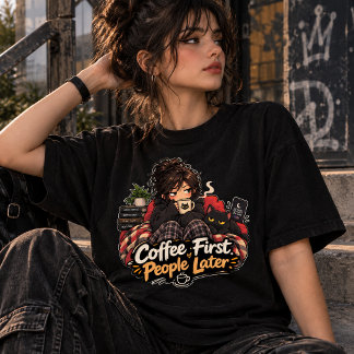 Camiseta Gente Después del Café Primero Personas Divertidas