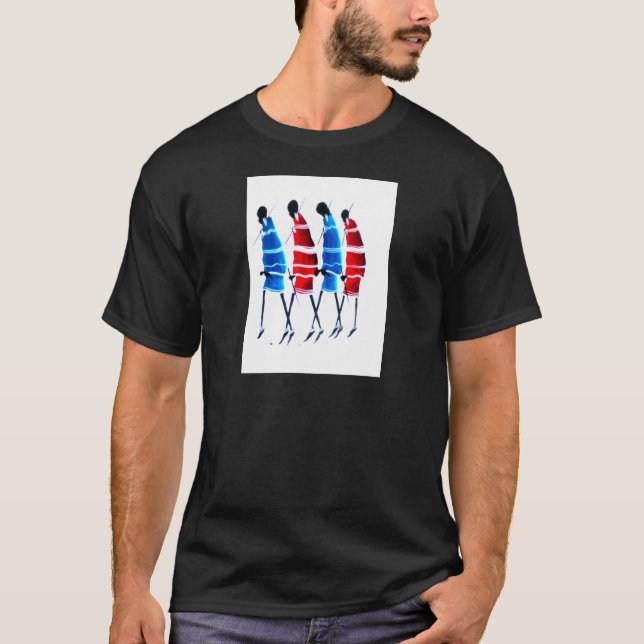 Camiseta Gente feliz guerreros masái paseando arte impreso (Anverso)