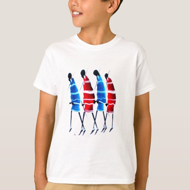 Camiseta Gente feliz guerreros masái paseando arte impreso (Anverso)