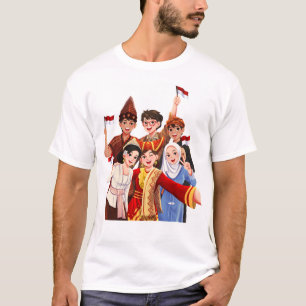 Camiseta Gente indonesia diversa tomándose una selfie en tr