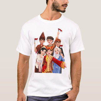 Camiseta Gente indonesia diversa tomándose una selfie en tr